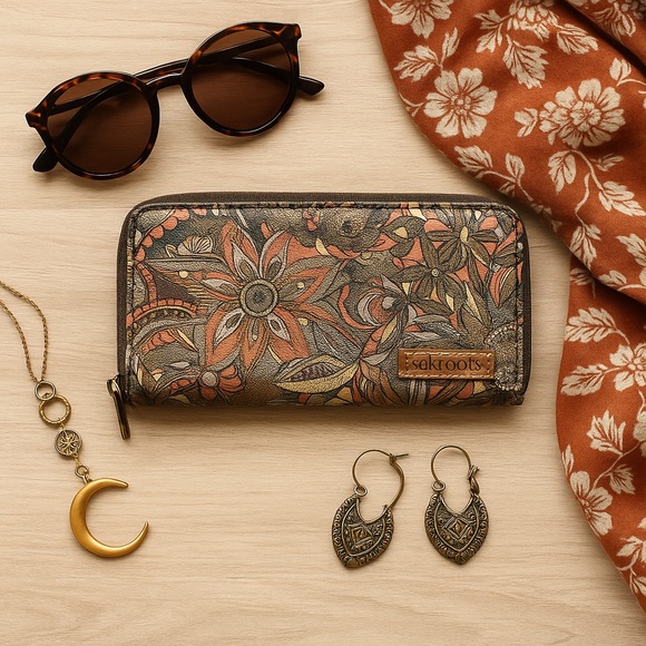Sakroots Zip-Around Wallet – Multicolor Floral Print – RFID Organizer - Picture 1 of 6